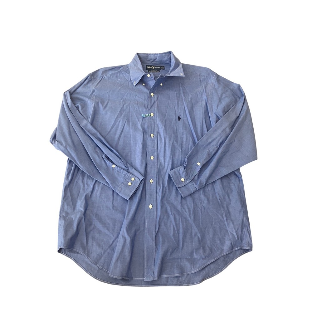 Ralph Lauren Yarmouth Mens Blue 100% Cotton Pinpoint Oxford Button Down XXL